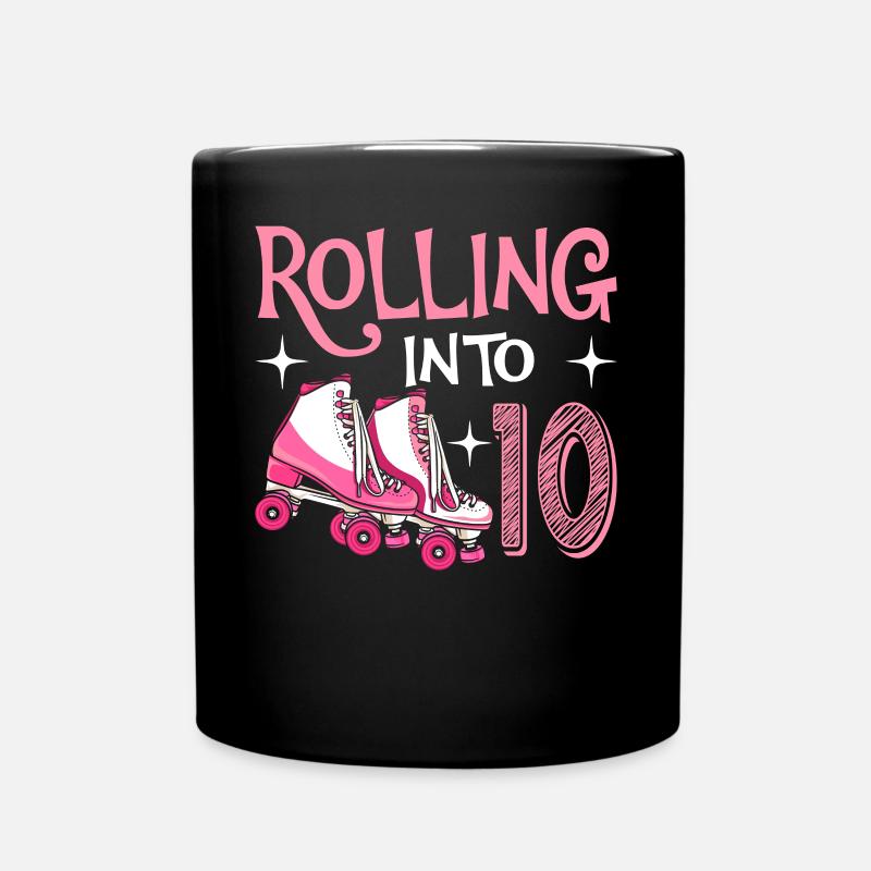 Rolling Into 10 10 Year Old Birthday Scooter - Full Colour Mug - black