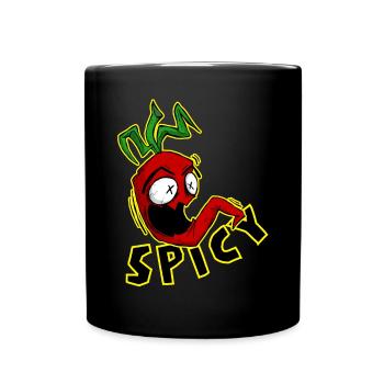 Funny chili. SPICY. Comic Chili Pepper - Full Colour Mug - black - Front