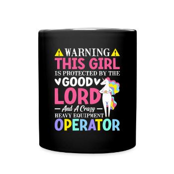 Une fille protégée par un opérateur d’équipement lourd - Mug uni - noir - Devant