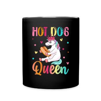 Hot Dog Queen Wurstbrötchen Hotdog Girl Gegrillter - Tasse einfarbig - Schwarz - Vorne