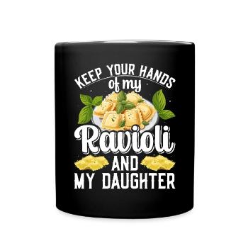 Touche à mon motif de raviolis - Mug uni - noir - Devant