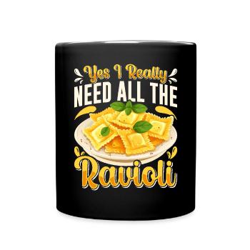 Hands off my ravioli motif - Full Colour Mug - black - Front