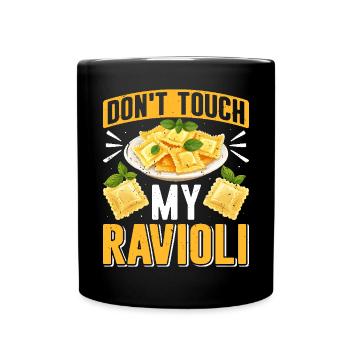 Touche à mon motif de raviolis - Mug uni - noir - Devant
