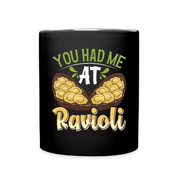 Hands off my ravioli motif - Full Colour Mug - black - Front
