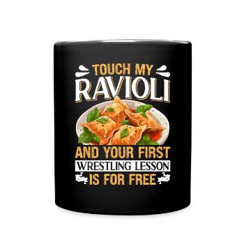 Hands off my ravioli motif - Full Colour Mug - black - Front