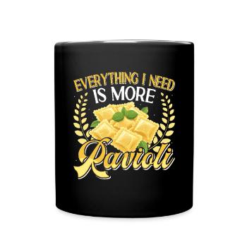 Hands off my ravioli motif - Full Colour Mug - black - Front