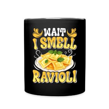 Touche à mon motif de raviolis - Mug uni - noir - Devant
