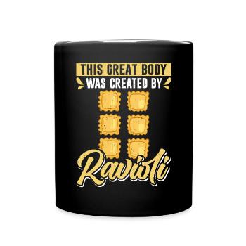 Touche à mon motif de raviolis - Mug uni - noir - Devant