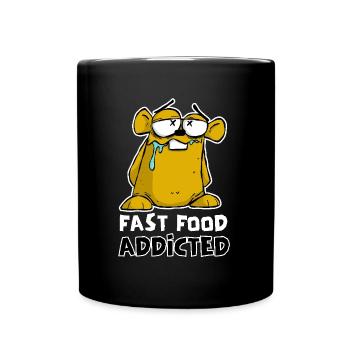 HAMSTER DRÔLE, ACCRO À LA RESTAURATION RAPIDE, DESSIN ANIMÉ - Mug uni - noir - Devant