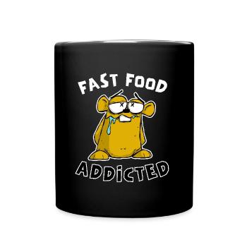 HAMSTER DRÔLE, ACCRO À LA RESTAURATION RAPIDE, DESSIN ANIMÉ - Mug uni - noir - Devant