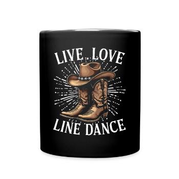 Line Dance Country Musik Cowboy Linedance - Tasse einfarbig - Schwarz - Vorne