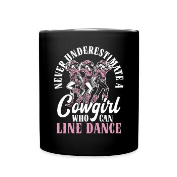 Line Dance Country Musik Cowboy Linedance - Tasse einfarbig - Schwarz - Vorne