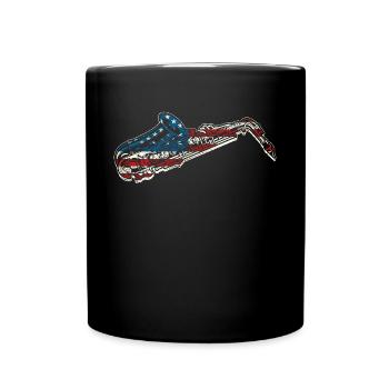 Saxophones American Flag - Full Colour Mug - black - Front