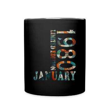 Janvier 1980 Cadeau d’anniversaire Janvier 1980 - Mug uni - noir - Devant