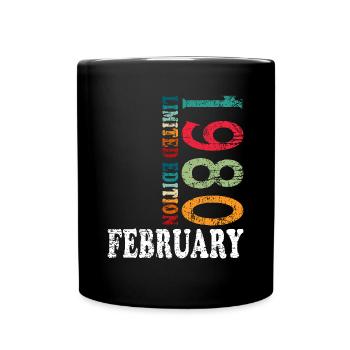Né en février 1980 Millésime - Mug uni - noir - Devant