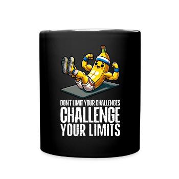 Challenge Your Limits Bodybuilder Bauchmuskeln - Tasse einfarbig - Schwarz - Vorne