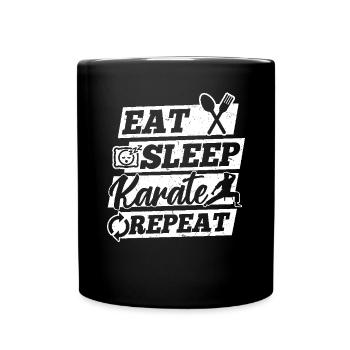 Eat Sleep Karate Repeat - Karate Martial Arts - Full Colour Mug - black - Front