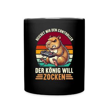 Reichet Mir Den Controller Der König Will Zocken - Tasse einfarbig - Schwarz - Vorne