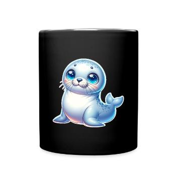 Robbe Seehund - Tasse einfarbig - Schwarz - Vorne