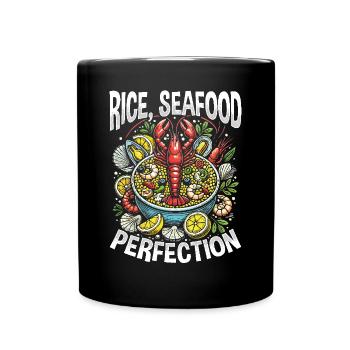 Paella Spanische Küche Meeresfrüchte - Tasse einfarbig - Schwarz - Vorne
