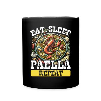 Paella Spanische Küche Meeresfrüchte - Tasse einfarbig - Schwarz - Vorne