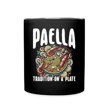 Paella Spanische Küche Meeresfrüchte - Tasse einfarbig - Schwarz - Vorne