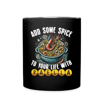Paella Spanische Küche Meeresfrüchte - Tasse einfarbig - Schwarz - Vorne