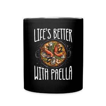 Paella Spanische Küche Meeresfrüchte - Tasse einfarbig - Schwarz - Vorne