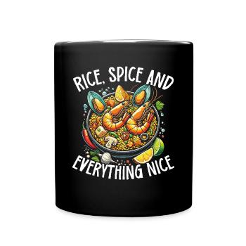 Paella Spanische Küche Meeresfrüchte - Tasse einfarbig - Schwarz - Vorne