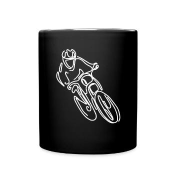 Mountain Bike Freeride Drawing - Full Colour Mug - black - Front