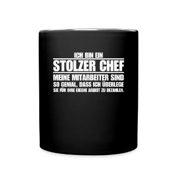 stolzer Chef geniale Mitarbeiter lustiger Chef - Tasse einfarbig - Schwarz - Vorne