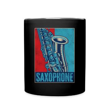 Saxophone Retro Vintage Saxophone - Tasse einfarbig - Schwarz - Vorne