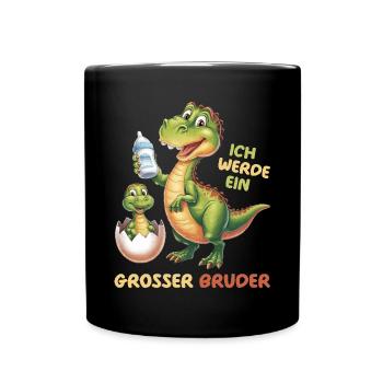 Ich Werde Großer Bruder Dinosaurier Neuer Bruder - Tasse einfarbig - Schwarz - Vorne