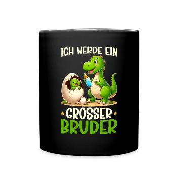 Ich Werde Großer Bruder Dinosaurier Neuer Bruder - Tasse einfarbig - Schwarz - Vorne
