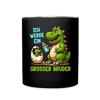 Ich Werde Großer Bruder Dinosaurier Neuer Bruder - Tasse einfarbig - Schwarz - Vorne