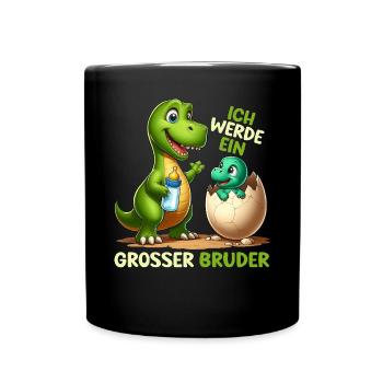 Ich Werde Großer Bruder Dinosaurier Neuer Bruder - Tasse einfarbig - Schwarz - Vorne