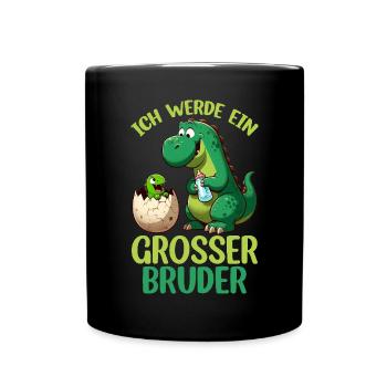 Ich Werde Großer Bruder Dinosaurier Neuer Bruder - Tasse einfarbig - Schwarz - Vorne