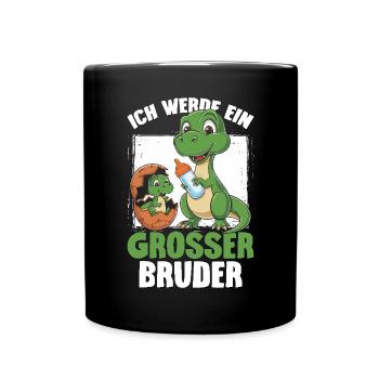 Ich Werde Großer Bruder Dinosaurier Neuer Bruder - Tasse einfarbig - Schwarz - Vorne