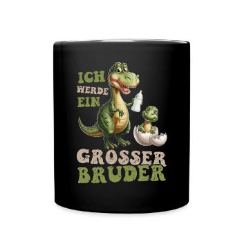 Je vais être grand frère dinosaure nouveau frère - Mug uni - noir - Devant