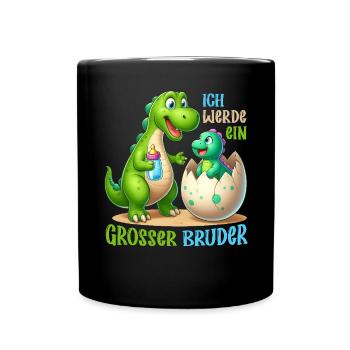 Ich Werde Großer Bruder Dinosaurier Neuer Bruder - Tasse einfarbig - Schwarz - Vorne