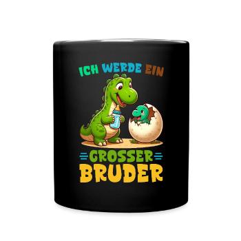 Ich Werde Großer Bruder Dinosaurier Neuer Bruder - Tasse einfarbig - Schwarz - Vorne
