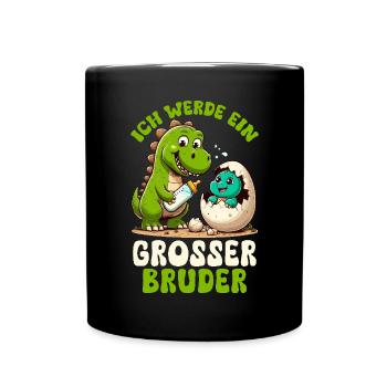 Ich Werde Großer Bruder Dinosaurier Neuer Bruder - Tasse einfarbig - Schwarz - Vorne