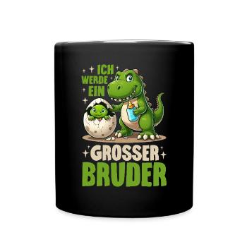 Ich Werde Großer Bruder Dinosaurier Neuer Bruder - Tasse einfarbig - Schwarz - Vorne