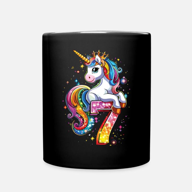 Licorne pour les 7 ans pour les enfants - Mug uni - noir