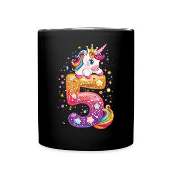 Licorne 5e anniversaire pour les enfants - Mug uni - noir - Devant