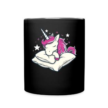 Sleep pajama nightgown unicorn - Full Colour Mug - black - Front