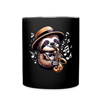 Faultier Saxophon Musik Outfit für Jazz und - Tasse einfarbig - Schwarz - Vorne