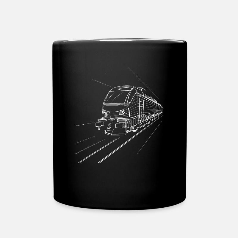 Zug Zeichnung - Tasse einfarbig - Schwarz