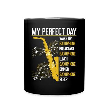Saxophone My Perfect Day Wake Up - Mug uni - noir - Devant