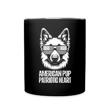 Schäferhund Patriotic Lustiges 4th of July - Tasse einfarbig - Schwarz - Vorne